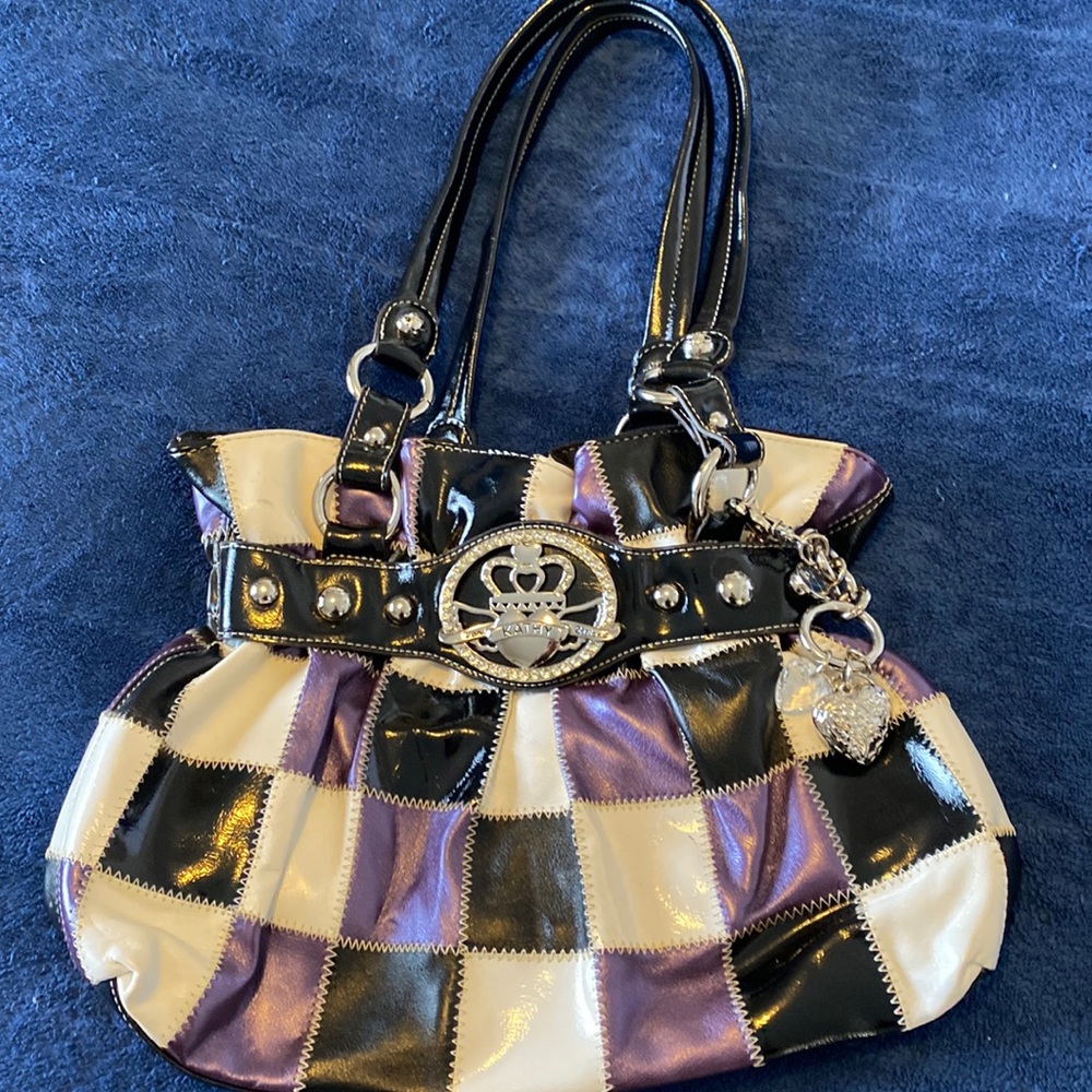 Block faux leather medium size purse